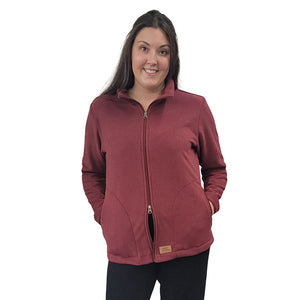 WOMEN'S FITTED CARDIGAN MICRO FLEECE WINE