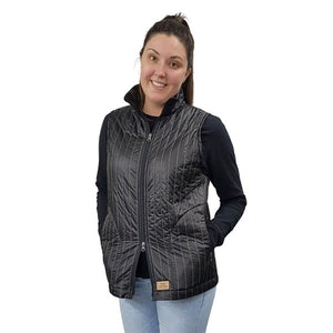 WOMEN'S FITTED FULL ZIP VEST PUFFER BLACK