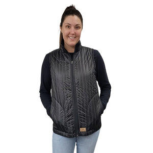 WOMEN'S FITTED FULL ZIP VEST PUFFER BLACK