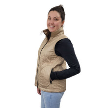 WOMEN'S FITTED FULL ZIP VEST PUFFER TAUPE