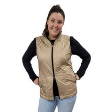 WOMEN'S FITTED FULL ZIP VEST PUFFER TAUPE
