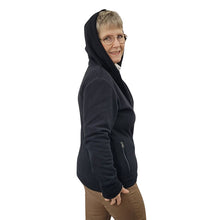 WOMEN'S HOODED ZIP CARDIGAN MICRO FLEECE BLACK