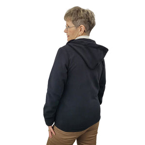 WOMEN'S HOODED ZIP CARDIGAN MICRO FLEECE BLACK