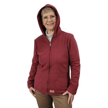 WOMEN'S HOODED ZIP CARDIGAN MICRO FLEECE WINE