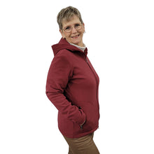 WOMEN'S HOODED ZIP CARDIGAN MICRO FLEECE WINE