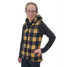 WOMEN'S HOODED ZIP VEST BUFFALO CHECK TAN