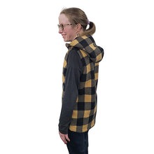 WOMEN'S HOODED ZIP VEST BUFFALO CHECK TAN