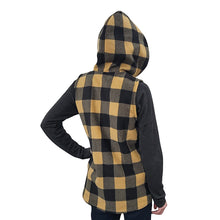 WOMEN'S HOODED ZIP VEST BUFFALO CHECK TAN
