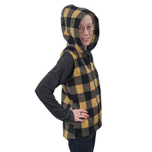 WOMEN'S HOODED ZIP VEST BUFFALO CHECK TAN