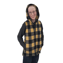 WOMEN'S HOODED ZIP VEST BUFFALO CHECK TAN