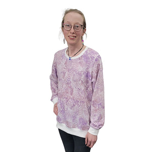 WOMEN'S LILI CREW NECK PULLOVER W/ZIP ACCENT LAVENDER TIE DYE