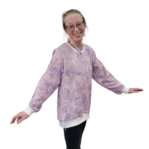 WOMEN'S LILI CREW NECK PULLOVER W/ZIP ACCENT LAVENDER TIE DYE