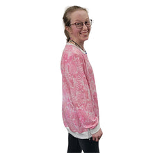 WOMEN'S LILI CREW NECK PULLOVER W/ZIP ACCENT PINK TIE DYE
