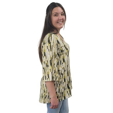 WOMEN'S LIVV LONG TOP BELL SLEEVE BRUSHSTROKES GREEN