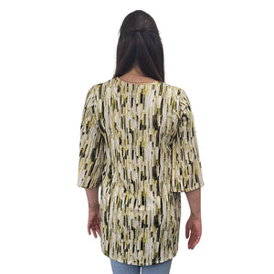 WOMEN'S LIVV LONG TOP BELL SLEEVE BRUSHSTROKES GREEN