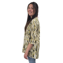 WOMEN'S LIVV LONG TOP BELL SLEEVE BRUSHSTROKES GREEN