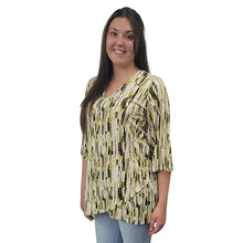 WOMEN'S LIVV LONG TOP BELL SLEEVE BRUSHSTROKES GREEN