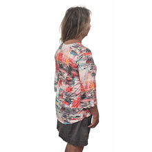 WOMEN'S LIVV TOP BELL SLEEVE ABSTRACT RED