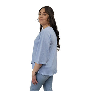 WOMEN'S LIVV TOP BELL SLEEVE HEMP SKY BLUE