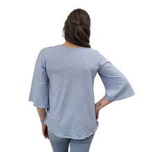 WOMEN'S LIVV TOP BELL SLEEVE HEMP SKY BLUE