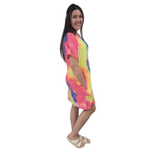 WOMEN'S LOOSE T DRESS TIE DYE RAINBOW
