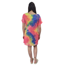 WOMEN'S LOOSE T DRESS TIE DYE RAINBOW