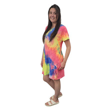 WOMEN'S LOOSE T DRESS TIE DYE RAINBOW