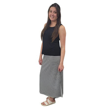 WOMEN'S PENCIL SKIRT LONG BLACK CREAM STRIPE