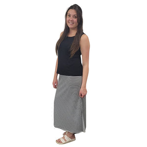 WOMEN'S PENCIL SKIRT LONG BLACK CREAM STRIPE