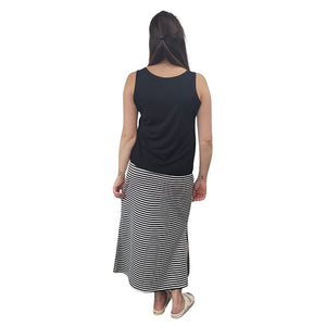 WOMEN'S PENCIL SKIRT LONG BLACK CREAM STRIPE