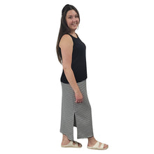WOMEN'S PENCIL SKIRT LONG BLACK CREAM STRIPE