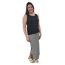 WOMEN'S PENCIL SKIRT LONG BLACK CREAM STRIPE