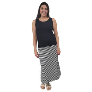 WOMEN'S PENCIL SKIRT LONG BLACK CREAM STRIPE