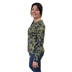 WOMEN'S ROUND NECK T LONG SLEEVE BLUEBERRY BURST PRINT