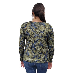 WOMEN'S ROUND NECK T LONG SLEEVE BLUEBERRY BURST PRINT