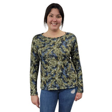 WOMEN'S ROUND NECK T LONG SLEEVE BLUEBERRY BURST PRINT