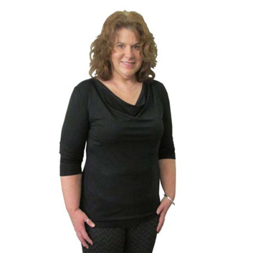 WOMEN'S SCOOP NECK T 3/4 SLEEVE BLACK
