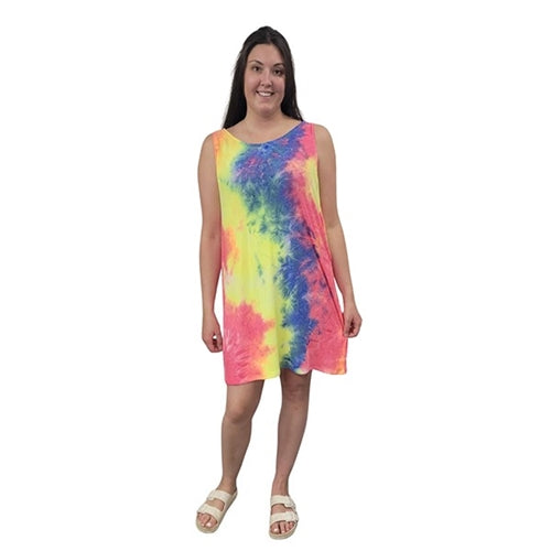 WOMEN'S SLEEVELESS DRESS TIE DYE RAINBOW