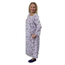 WOMEN'S SQUARE NECK FLANNEL NIGHT DRESS BUTTERFLIES
