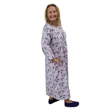 WOMEN'S SQUARE NECK FLANNEL NIGHT DRESS BUTTERFLIES