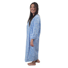 WOMEN'S SQUARE NECK FLANNEL NIGHT DRESS HEARTS BLUE