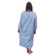 WOMEN'S SQUARE NECK FLANNEL NIGHT DRESS HEARTS BLUE