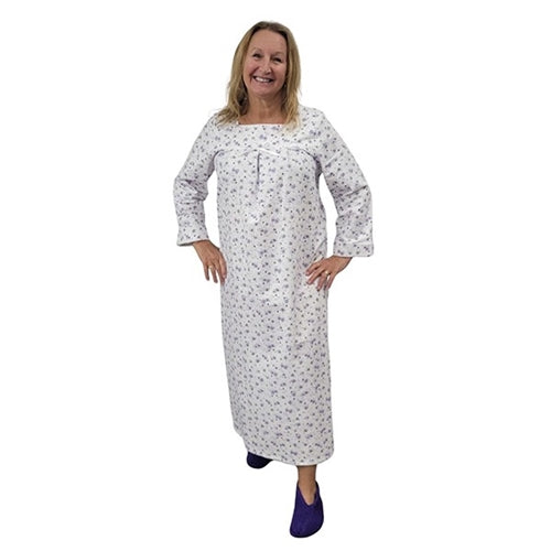 WOMEN'S SQUARE NECK FLANNEL NIGHT DRESS VIOLETS