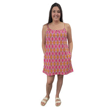 WOMEN'S SUN DRESS DIAMOND PRINT PINK