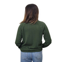 WOMEN'S TURTLENECK CABLE KNIT SWEATER PINE GREEN