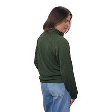 WOMEN'S TURTLENECK CABLE KNIT SWEATER PINE GREEN