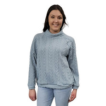 WOMEN'S TURTLENECK CABLE KNIT SWEATER SKY BLUE