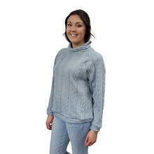 WOMEN'S TURTLENECK CABLE KNIT SWEATER SKY BLUE