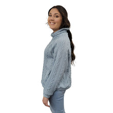 WOMEN'S TURTLENECK CABLE KNIT SWEATER SKY BLUE