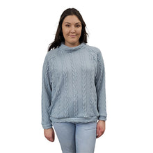 WOMEN'S TURTLENECK CABLE KNIT SWEATER SKY BLUE